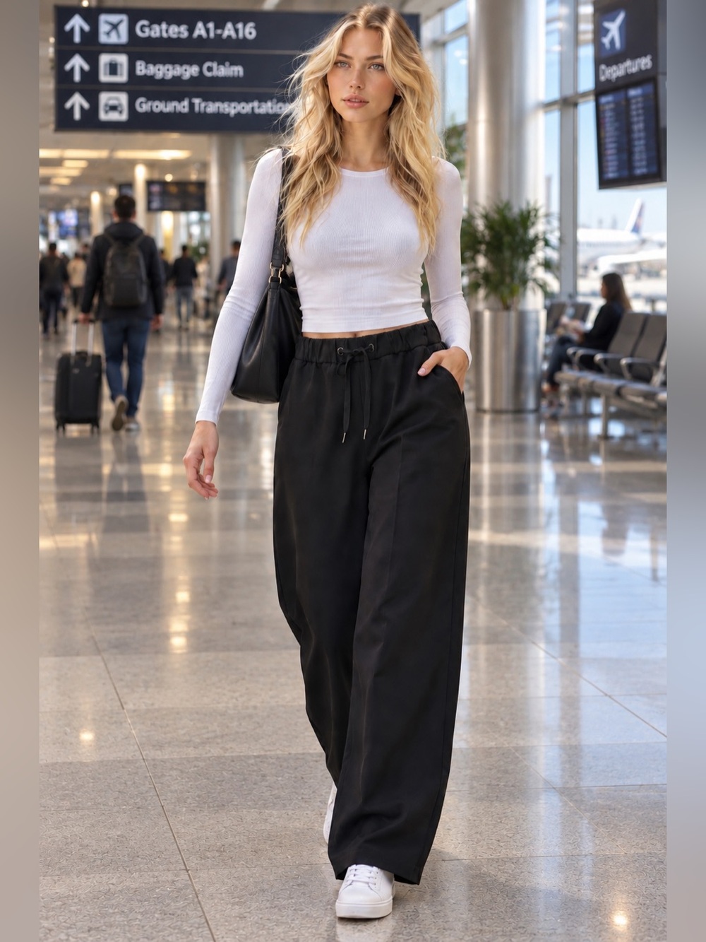 $118 LULULEMON On the Fly Wide Leg Pants 6 28x31” Drawstring Elastic Waist EUC